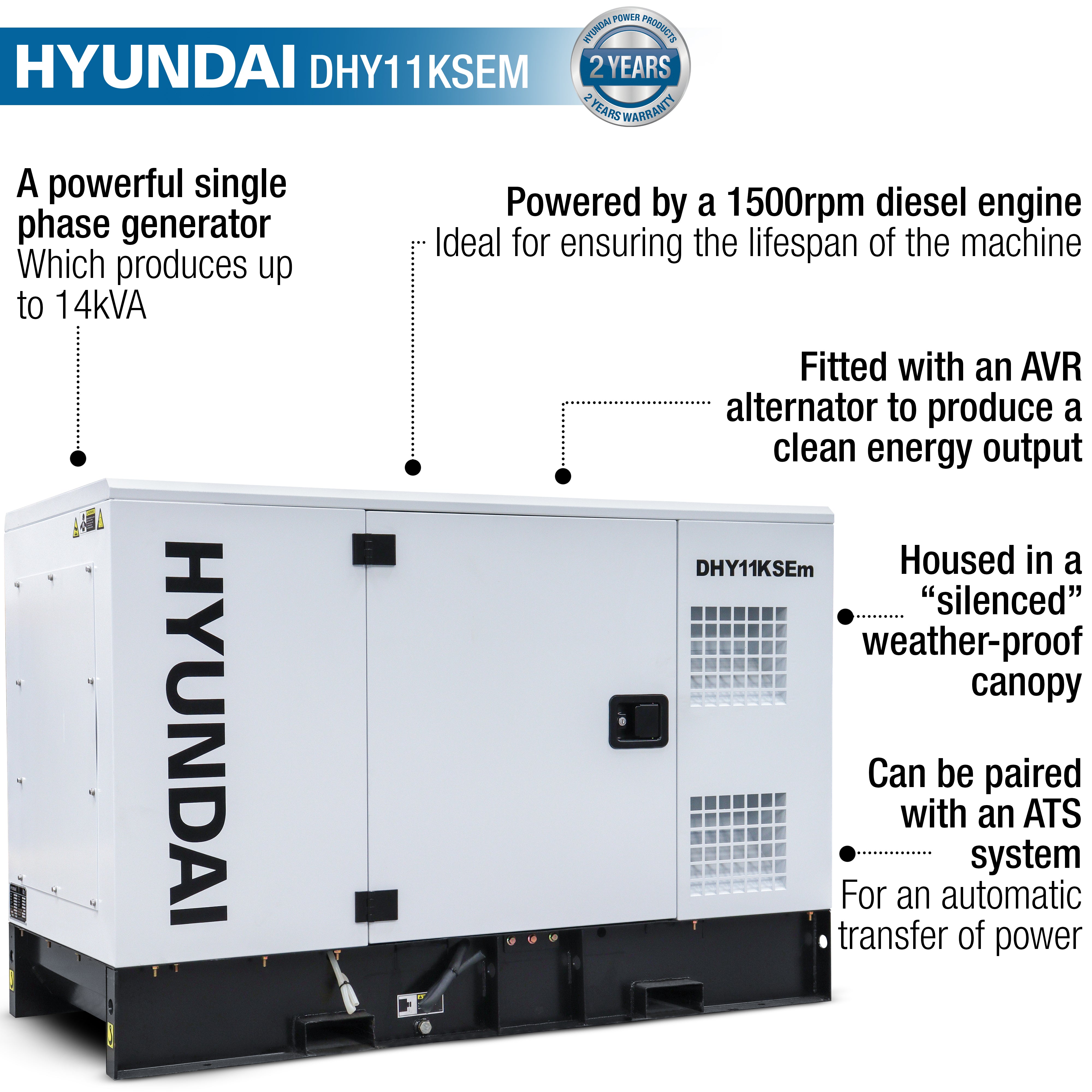 DHY11KSEm - 11kW/13.75 kVA, 230v, water-cooled 1500rpm, ComAp MRS10 Control  Panel