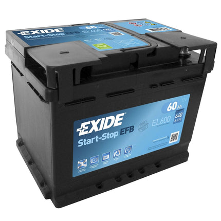 EXIDE 027 EFB CAR BATTERY 60AH EL600 12V CCA (EN) 640A-Powerland