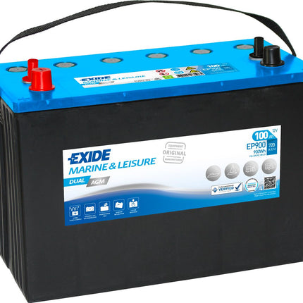 EXIDE EP900 DUAL AGM LEISURE MARINE BATTERY 100AH-Powerland