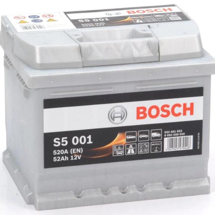 S5 001 BOSCH CAR BATTERY 12V 52AH (CCA 520amps) Type 063 S5001-Powerland