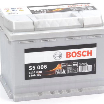 S5 006 BOSCH CAR BATTERY 12V 63AH (CCA 610amps) Type 078 S5006-Powerland