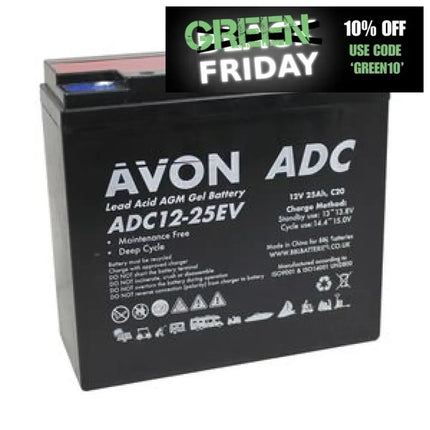 ADC12-25EV AVON DEEP CYCLE AGM GEL BATTERY 25AH-Powerland