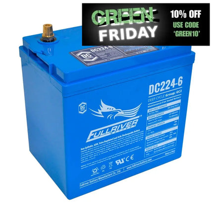 DC224-6 FULLRIVER DC SERIES DEEP CYCLE AGM LEISURE BATTERY 224AH (GC2) - T105 - 5 YEAR WARRANTY-Powerland