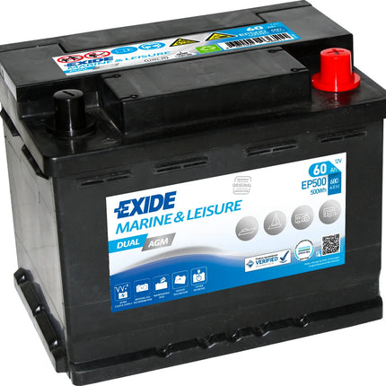 EXIDE EP500 DUAL AGM LEISURE MARINE BATTERY-Powerland