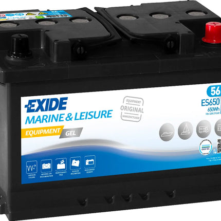 ES650 EXIDE G60 MARINE GEL LEISURE BATTERY 56AH-Powerland