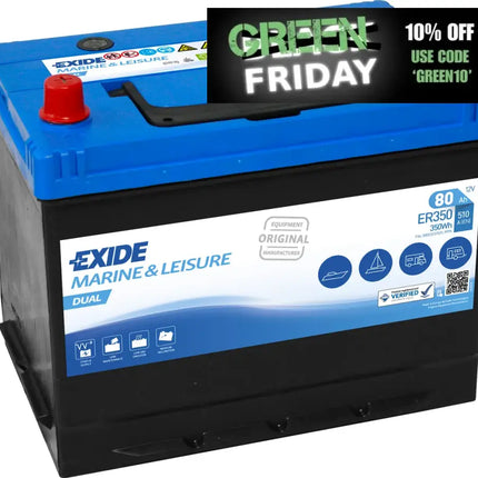 EXIDE ER350 DUAL LEISURE BATTERY 80AH (PORTA POWER PP75)-Powerland