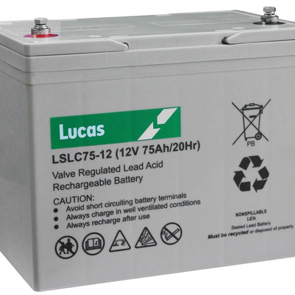 LSLC75-12 LUCAS SEALED LEAD ACID BATTERY 75AH-Powerland