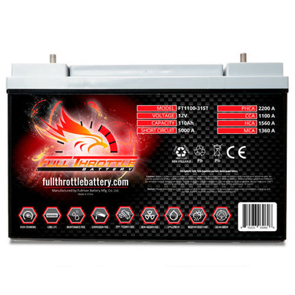 FT1100-31-ST FULL THROTTLE HIGH PERFORMANCE 110AH TPPL AGM BATTERY-Powerland