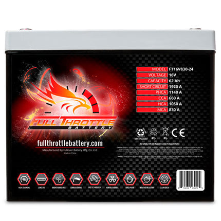 FT16V830-24 FULL THROTTLE HIGH PERFORMANCE 62AH TPPL AGM BATTERY-Powerland