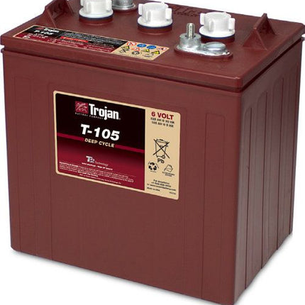 Trojan T-105 6V 225Ah Deep-Cycle Battery (T105)-Powerland