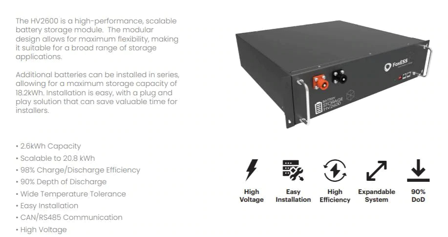 FOX HV2600 2.6kWh HV Battery - V2-Powerland